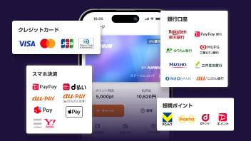 クレジットカード、銀行口座、スマホ決済、提携ポイント